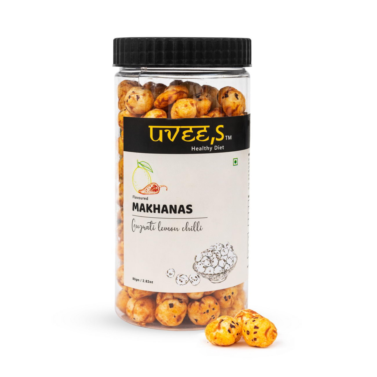 Uvees Makhanas Gujrati Lemon Chilli